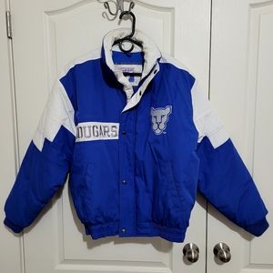Vintage BYU bomber jacket. BYU vintage blue and white, Men's size medium.